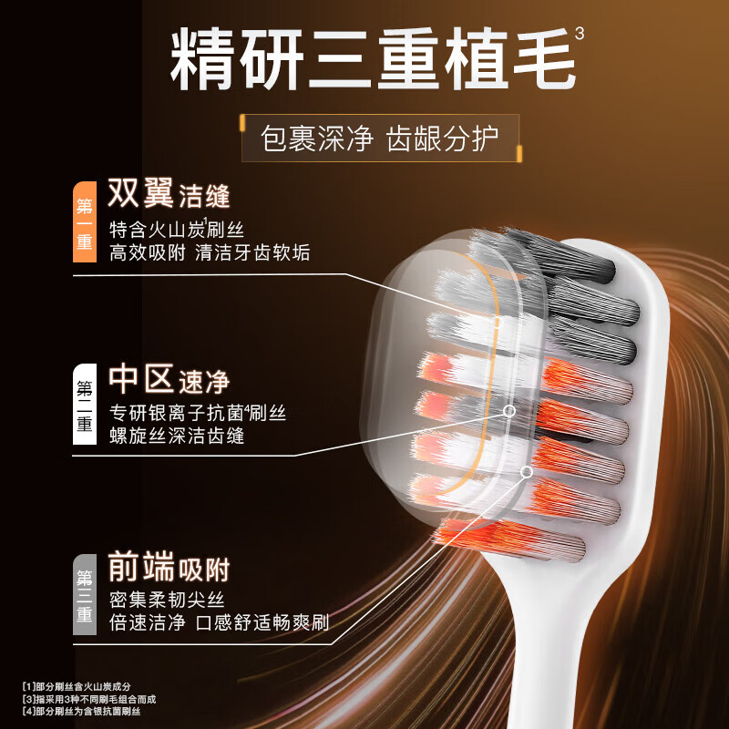 Shuke volcanic charcoal toothbrush 4 pack + Yingqiao toothbrush 6 charcoal filaments to absorb odor, wide, thin and soft brush filaments
