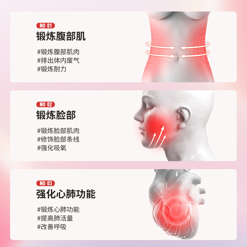 Mdikawe Breathing Dumbbell Weights High School Entrance Examination Abdominal Trainer Vital Capacity Vest Line Slimming Face Core Exercise Fitness Pink