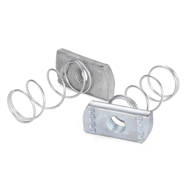 JINGGONG galvanized spring nut C-shaped steel accessories rectangular square iron with spring spring nut M6M8M10M12 galvanized M10*8 (10 pieces)