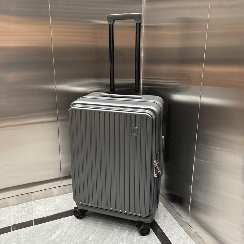 EAZZ Side Opening Cover Luggage Women's Expanded Trolley Case Brake Wheel Suitcase Men's Boarding Case Multifunctional Password Box Gun Gray YKK Zipper + Wet and Dry Separation 24 inches Approximately 26 inches after expansion Need to be checked in