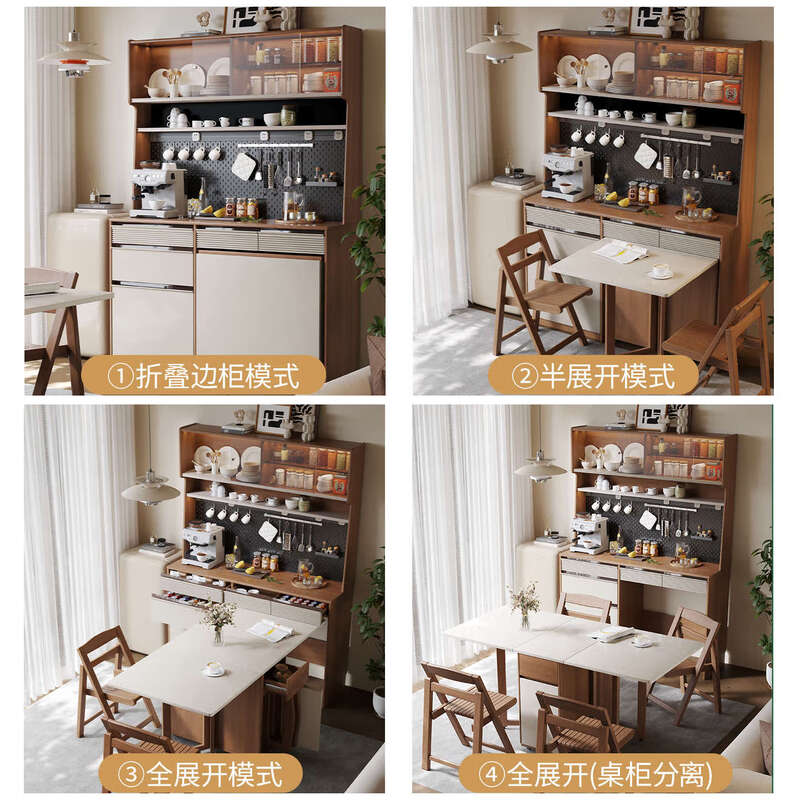 Oluoxun Chenxi solid wood sideboard and dining table integrated living room wall kitchen storage storage cabinet with dining table cabinet, all solid wood 1.2 meter sideboard (with power rail)