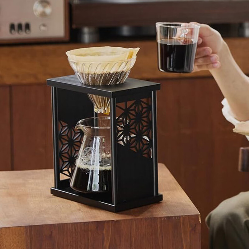 HARIO Japanese-style hand-brewed coffee set heat-resistant glass sharing pot V60 drip filter cup hand-brewed Qibao hemp leaf heat-resistant glass sharing pot Qibao style 600ml