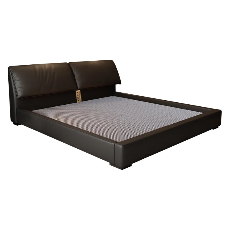 Duofei Kingdom Leather Bed Light Luxurious Minimalist Elephant Ear Bed 1.8m 2m Double Bed with Built-in Storage Master Bedroom King Bed F2506 Frame Leather Bed + 2 Cabinets + 5D Lavender Mattress 1.8*2m S Grade First Layer Cowhide 9D Full Bed