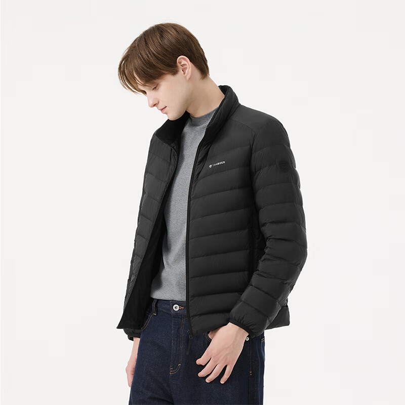 Tambor Lightweight Down Jacket Men's Short Stand Collar Comfortable and Versatile Autumn and Winter Men's Jacket 5330223A Black L(175)
