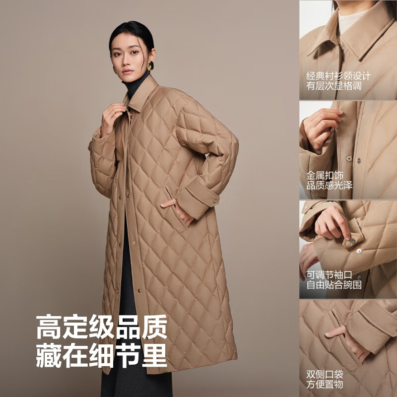 Bosideng 25 Years Down Jacket Women's Autumn and Winter Goose Down Lightweight Lapel Slim Extra Long Business Commuting Jacket