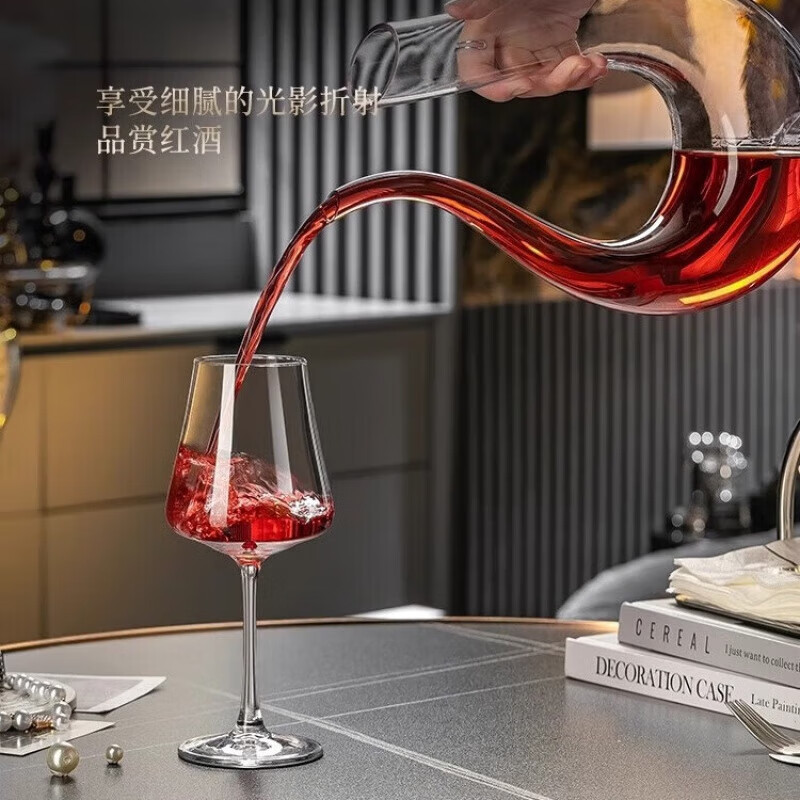 MARTIGUES red wine glass crystal light luxury home high-end new decanter set European wine stems moon shadow style 425ml 6 pieces