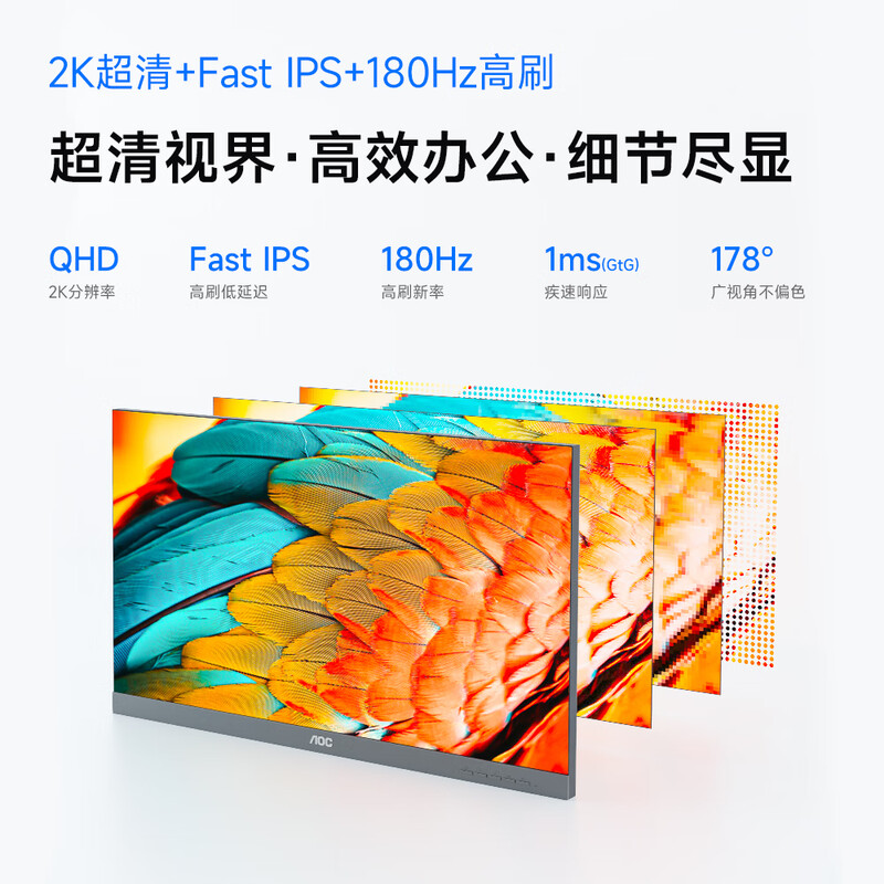 99% new AOC monitor 2k high definition 27-inch FastIPS computer screen commercial office eye protection low blue light 180Hz high brush HDR400 notebook expansion screen Q27P3X