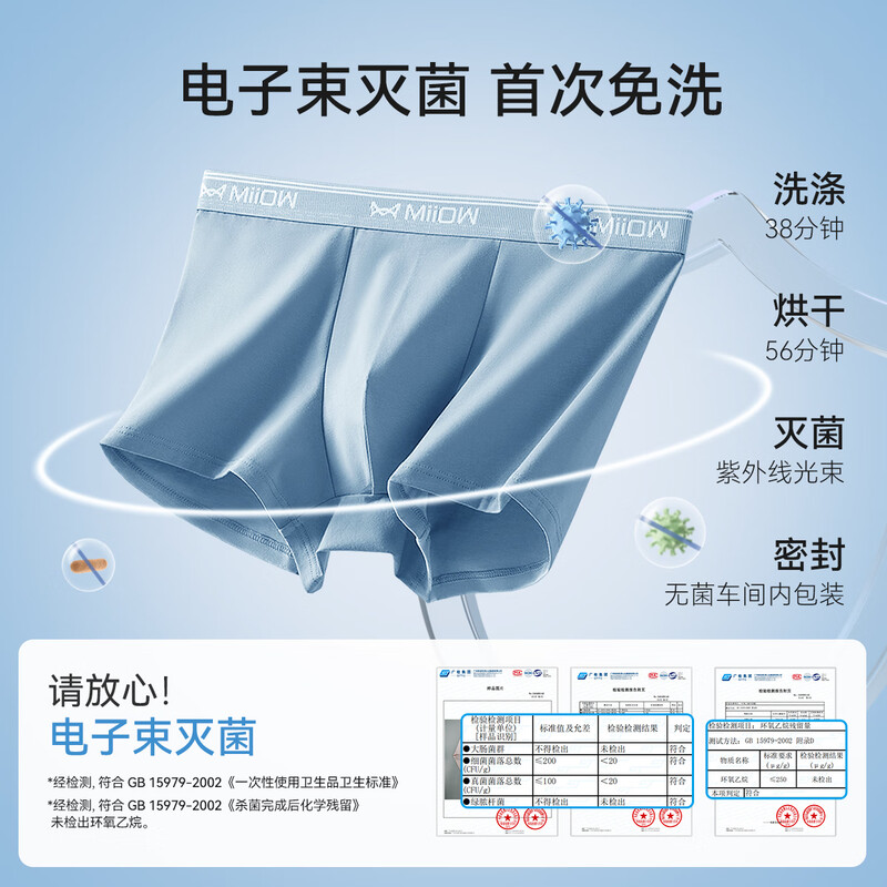 Catman's first no-wash men's underwear men's pure cotton 10A antibacterial mulberry silk boxer men's underwear medical grade
