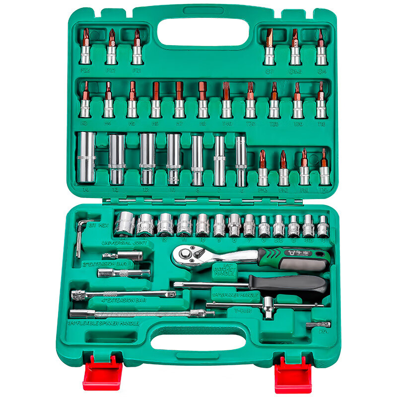 Dongcheng Electric Household Toolbox Hardware Set Industrial Grade Complete Equipment 53-piece Set 24 Teeth Straight Handle