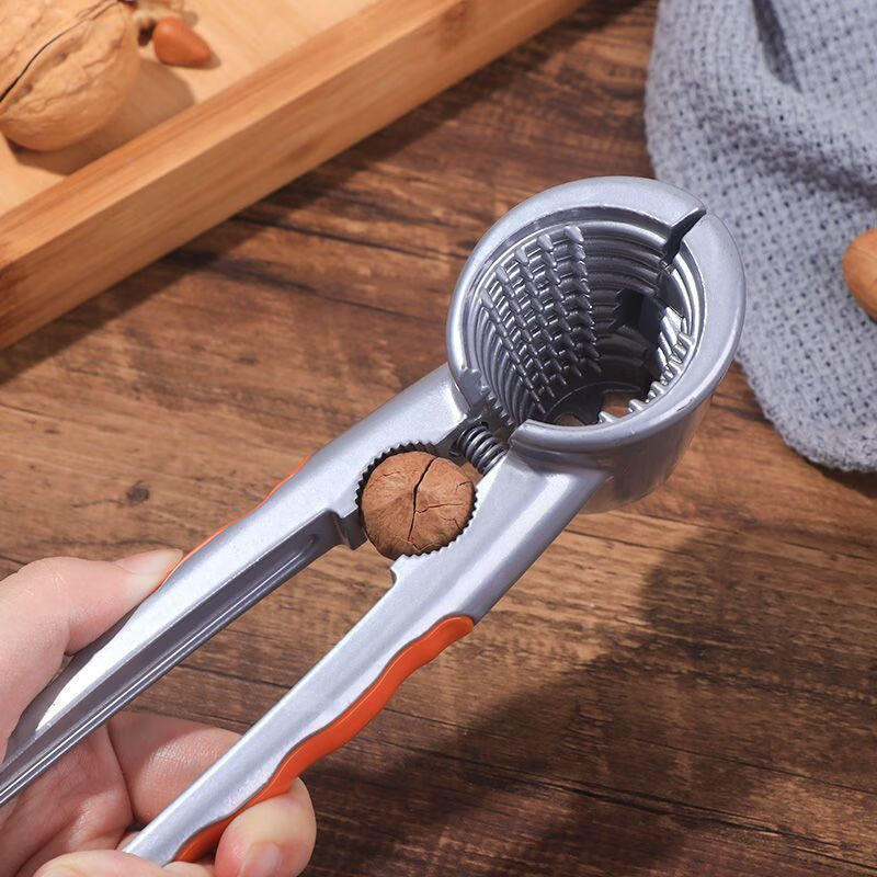 Huanjin metal nut cracker funnel walnut clip multi-functional household spring peeler pine nut and hazelnut peeler durable aluminum alloy non-slip handle that will last a lifetime four-clamp upgraded version