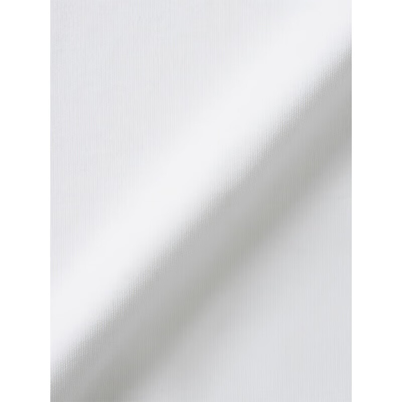 MUJI Women's Double Rib Woven Round Neck Long Sleeve T-Shirt White L