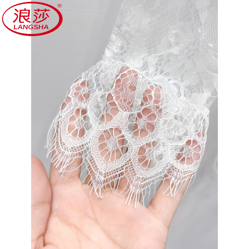 LangSha Half Turtle Collar Eyelash Lace Bottoming Top for Women Autumn and Winter 2025 Western Style Inside Black Tulle Clothes Hollow Mesh Top White L