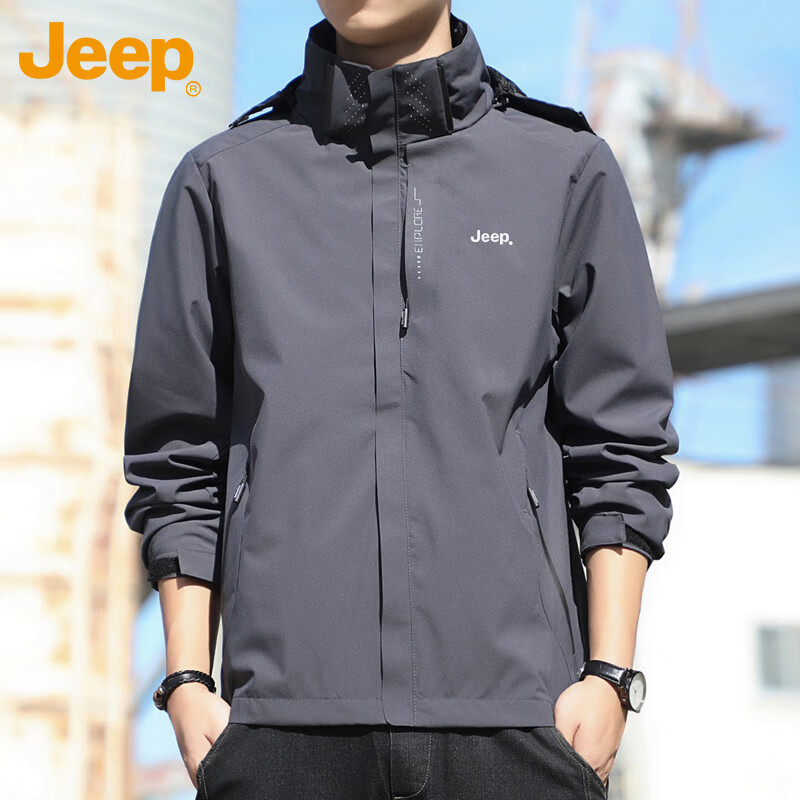 JEEP Jeep Jacket Men's Jacket Spring and Autumn Jacket Loose Fashion Casual Top Men's Dark Gray XL