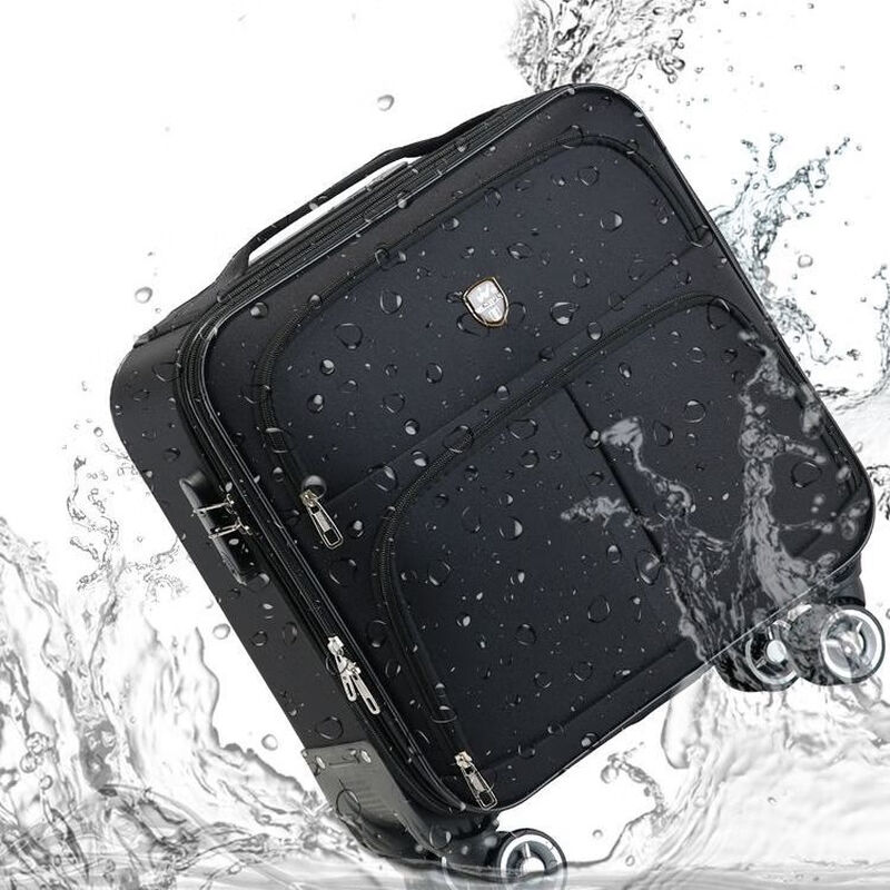 Nimense Oxford Budden chassis women's ultra-light suitcase men's business trip customized suitcase flip cover small leather suitcase horizontal style side opening 0269 black silent universal wheel 16 inches comes with dust cover for boarding