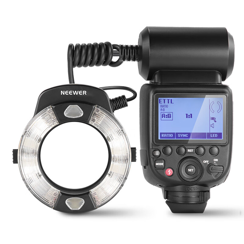 NEEWER RF1-N ring flash suitable for Nikon shooting oral ring macro photography fill light handle camera ring flash trigger jewelry SLR camera flash
