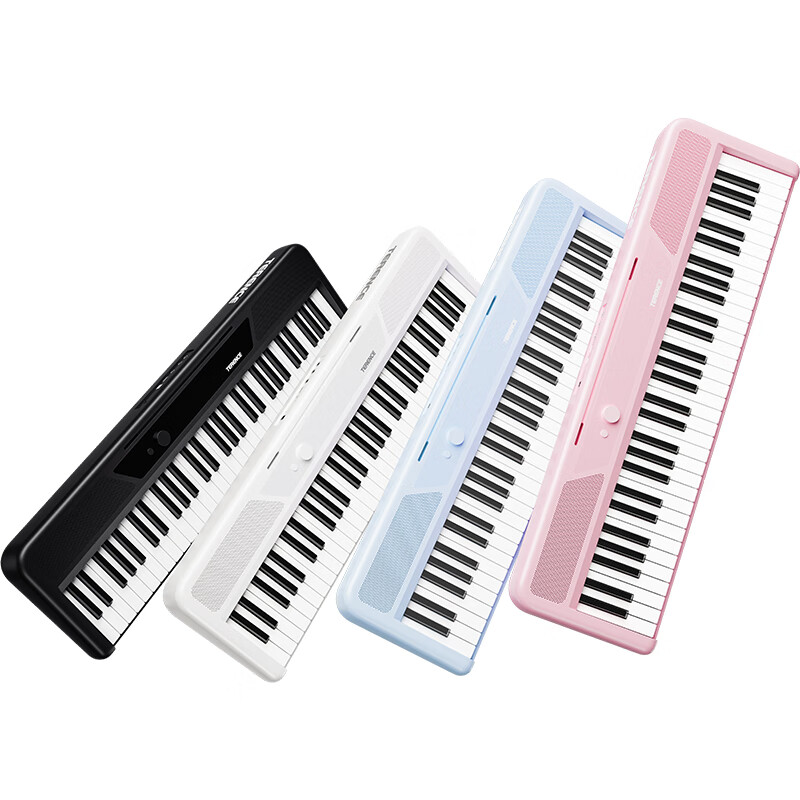 Terrence TS04 smart electronic keyboard lights up and plays the piano for beginners, adults and children, 61-key portable keyboard instrument, cool black + lifelong piano learning APP + piano bag + piano stand