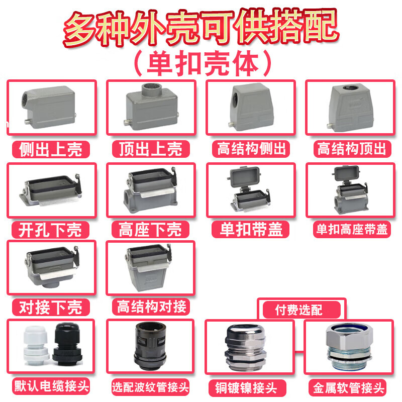 Rectangular heavy-duty connector 80A aviation plug HK-004/2-F/M industrial high current socket 4-pin 6 12-pin 4/0 side outlet