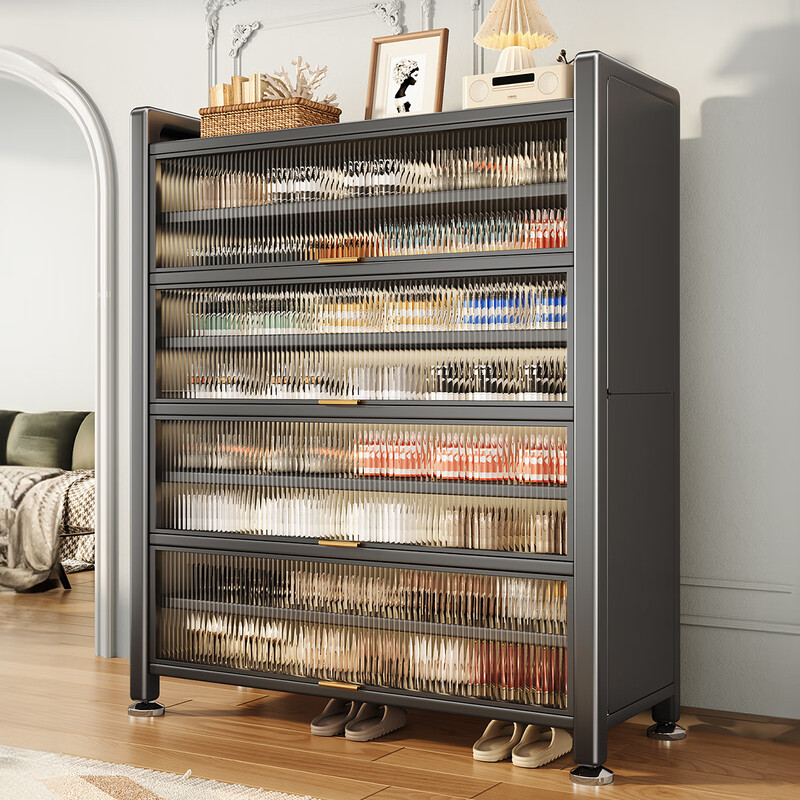 Jiangwei Shoe Cabinet Door Entry Cabinet Integrated Wall Storage Rack Multi-layer Home Door New Style 2025 Price Gray 7 Layers Length 100 Height 115cm