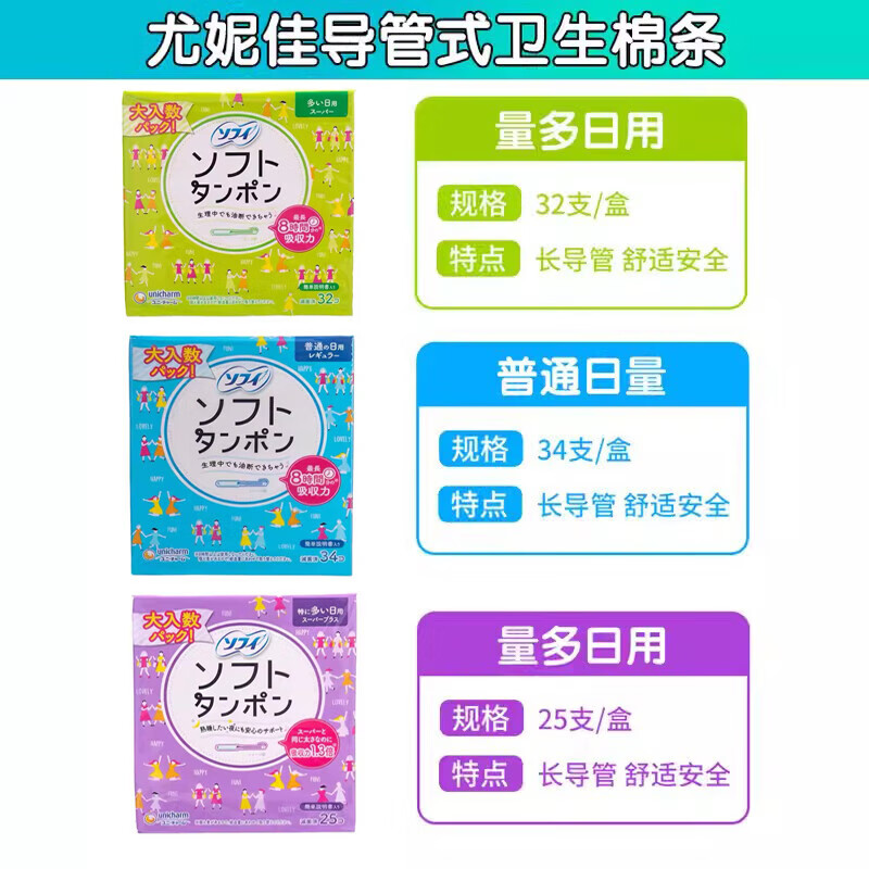 Unicharm tampons easy push built-in tampons high flow green 32 pieces