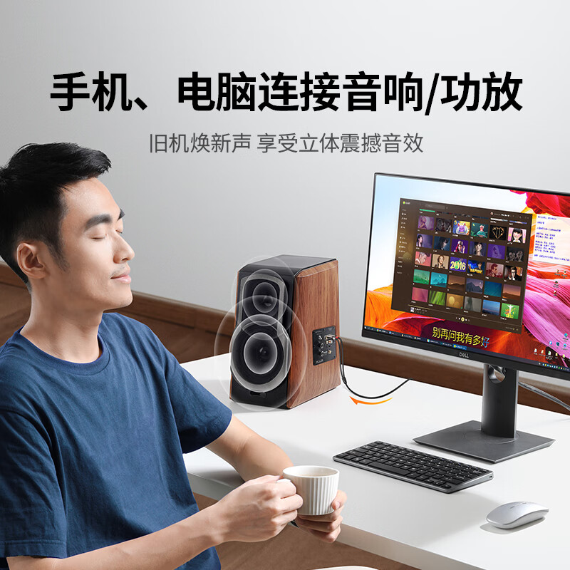 Greenlink 3.5mm to double lotus head audio cable, one into two, red and white 2RCA male to male one to two connection cable, mobile phone computer TV adapter audio amplifier 2 meters 90247