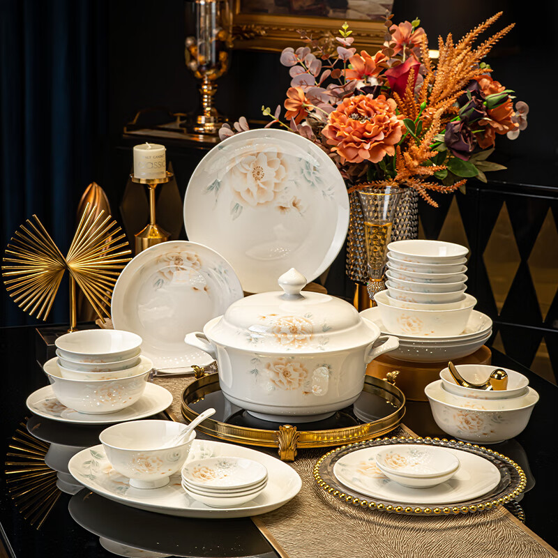 Haoya Jingdezhen ceramic tableware noodle bowl large-capacity soup bowl rice bowl national beauty 6-inch noodle bowl 4 pack