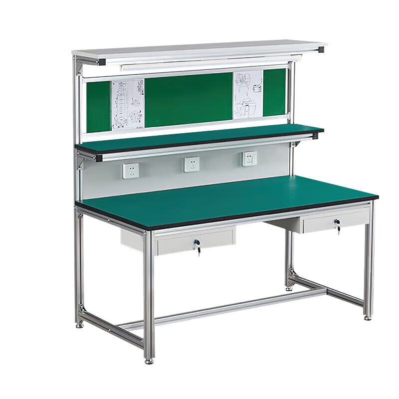 Kegan diy aluminum alloy anti-static workbench aluminum profile operating table computer desk workshop factory assembly line assembly table repair table can be customized including accessories 2000*600*1600 double drawer