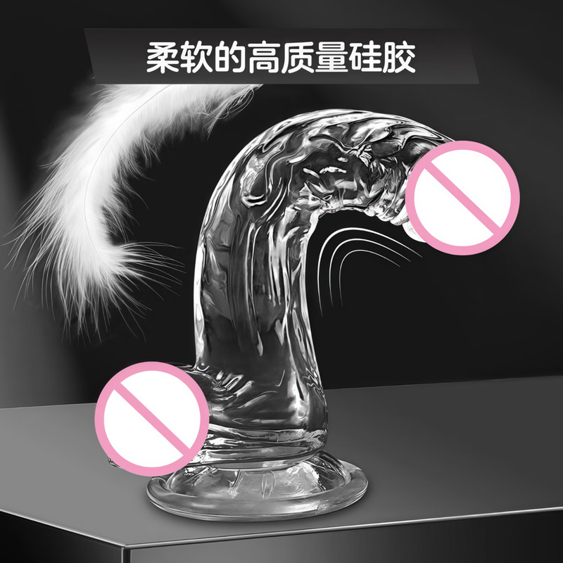 Pu Lian Transvestite Crystal Dildo Rod Anal Masturbation Device Women Can Use Anal Plug Simulated Penis Adult Extra Large Thick Soft Transparent Adsorbable Length 17cm* Width 3.5cm