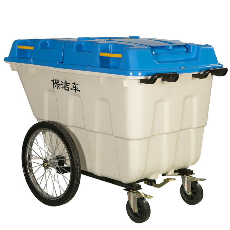Mobile trash can 400L550L plastic sanitation and cleaning truck garbage truck trolley outdoor with cover and wheels single barrel with lid
