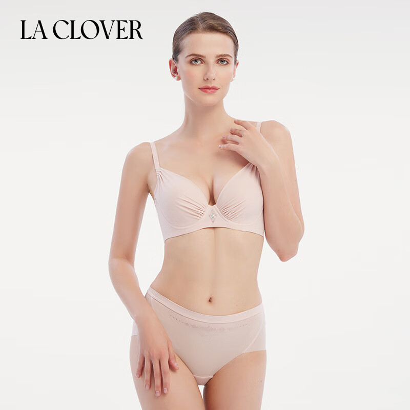 LA CLOVER14SS Diamond Kiss Series Women's Simple Glossy Bra Set LC2023110 Pink 75D 165