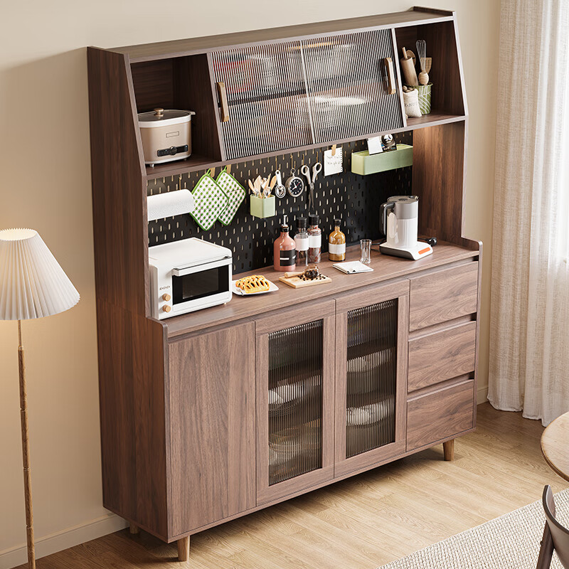 Yiyang solid wood sideboard against the wall integrated storage cabinet kitchen storage cabinet living room tea cabinet wine cabinet multi-functional storage cabinet solid wood color 120cm solid wood door style