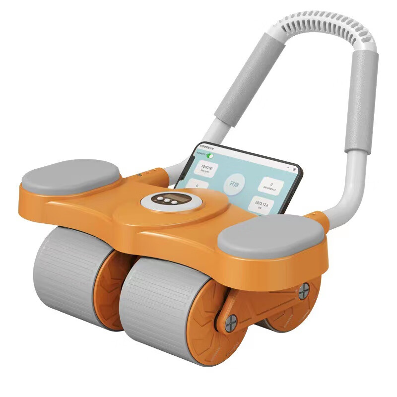 Automatic rebound four-wheel AI interconnected abdominal wheel 2023 new home curling abdominal muscle sports and fitness artifact APP intelligent interconnected four-wheel eight-generation timing model vitality orange free kneeling mat