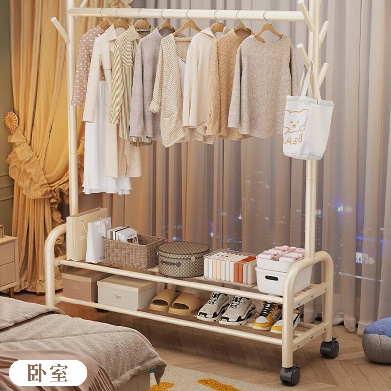 Quanpin house floor-standing vertical bedroom household indoor removable clothes rack storage hanging clothes rack coat and hat rack single 60