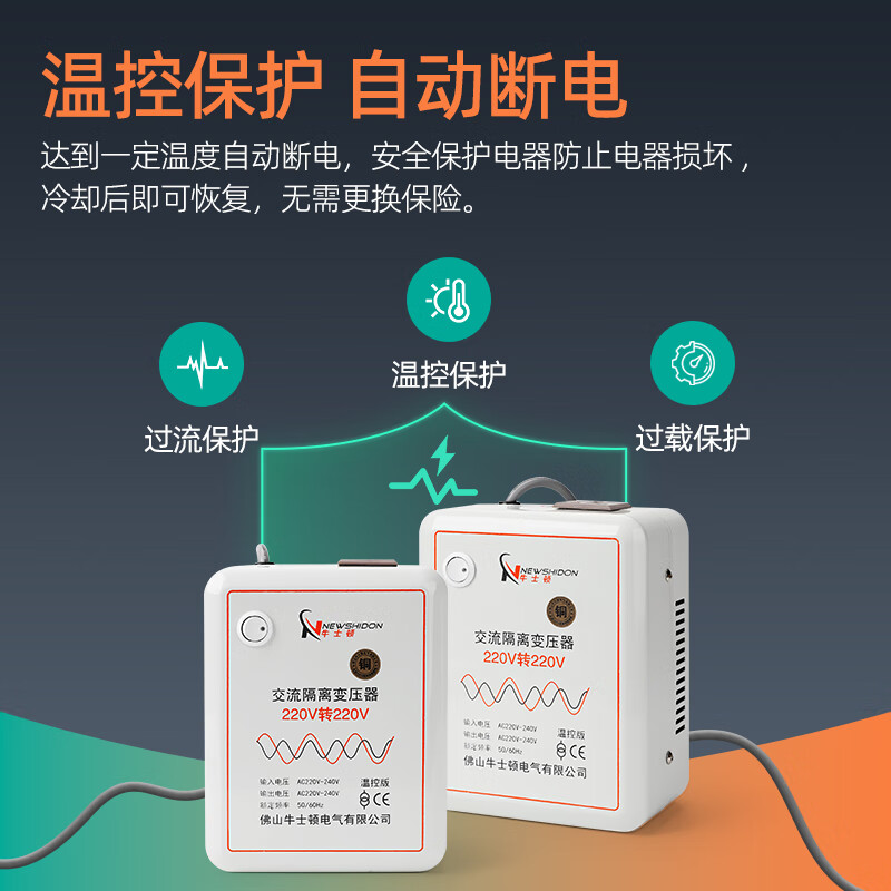 Newton pure copper toroidal isolation transformer 220v to 220V 1 to 1 safe AC power isolation cow filter 100W
