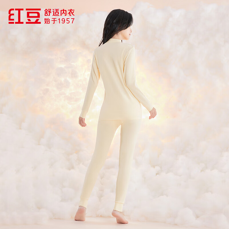 Red Bean Underwear Women's 7A Antibacterial Upgraded Autumn Clothes and Autumn Pants Pure Cotton Suit Half Turtle Collar Thin Bottoming Thermal Underwear