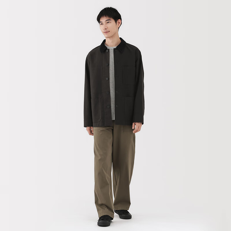 MUJI Men's Kapok Blend Corduroy Collar Jacket Men's Jacket 25 Years Winter Outerwear Men's Men's Dark Gray L (175/100A)