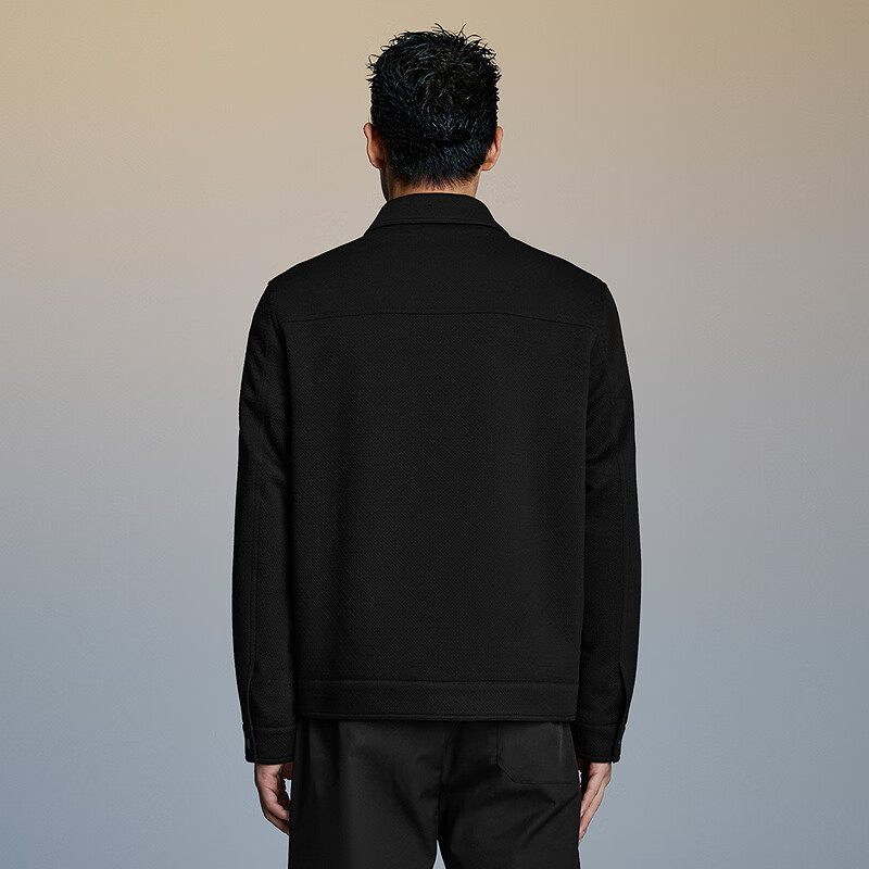 Heilan House (HLA) Jacket Men's Lapel Textured Jacket Men's Autumn Black Plaid 64 L 175/92A Recommended 137~150 catties