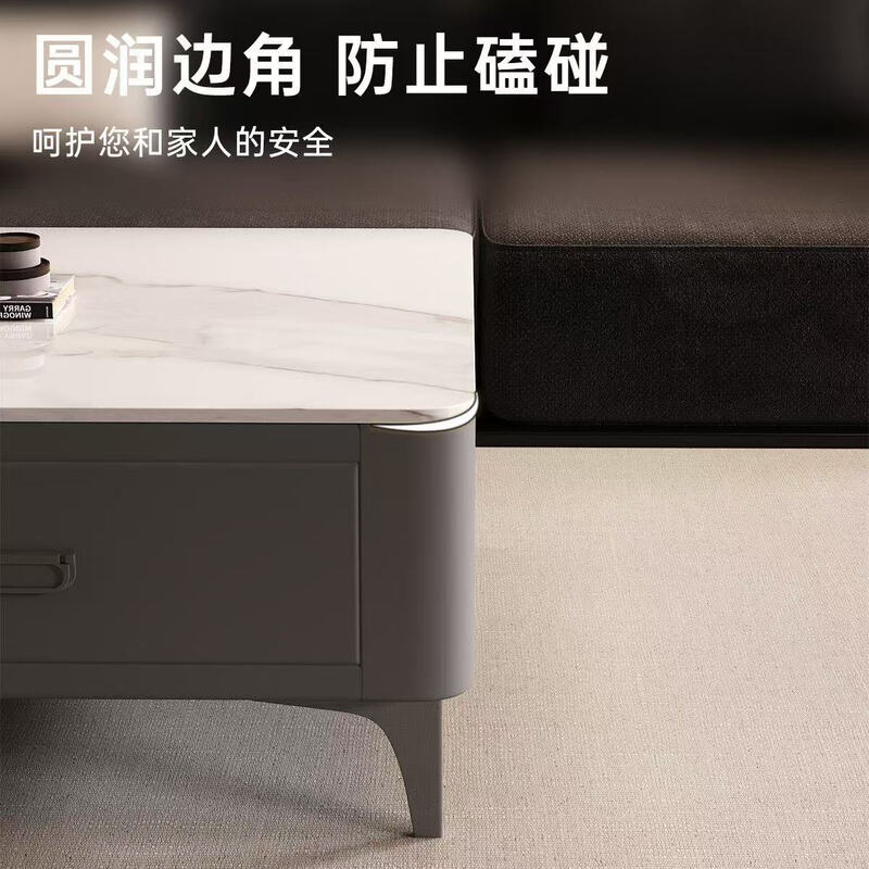 Shantilan slate coffee table living room light luxury high-end simple coffee table small apartment TV cabinet home office removable 1.2 meters snow mountain white slate | gray cabinet