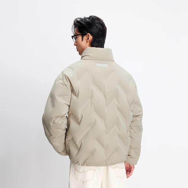 JACK&JONES men's winter down jacket solid color versatile stand-up collar heated lining multi-pocket slightly loose top 225312023