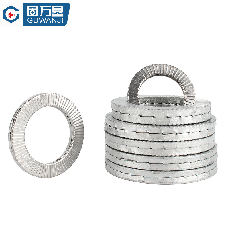 Guwanji 304 stainless steel double stack self-locking anti-loosening washer 65 manganese double-sided toothed locking washer DIN25201 M4 (10 pieces) 316 material