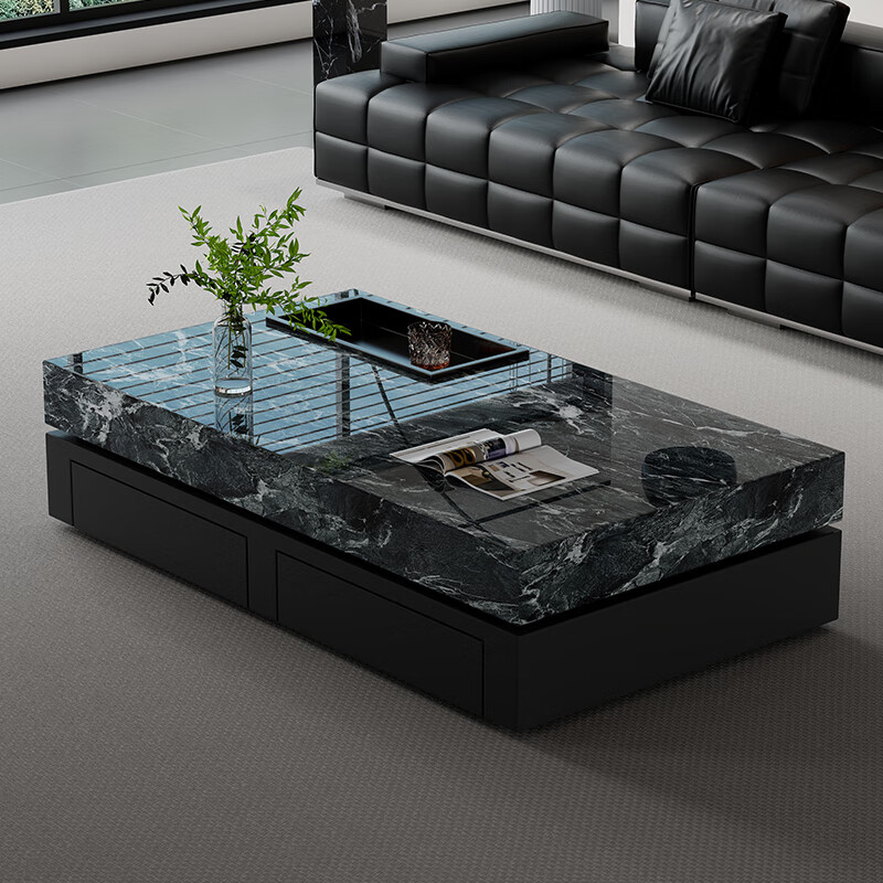 Modern minimalist slate coffee table light luxury Italian style simple small apartment living room home high-end rectangular large size coffee table Dopod green 120x60x40cm