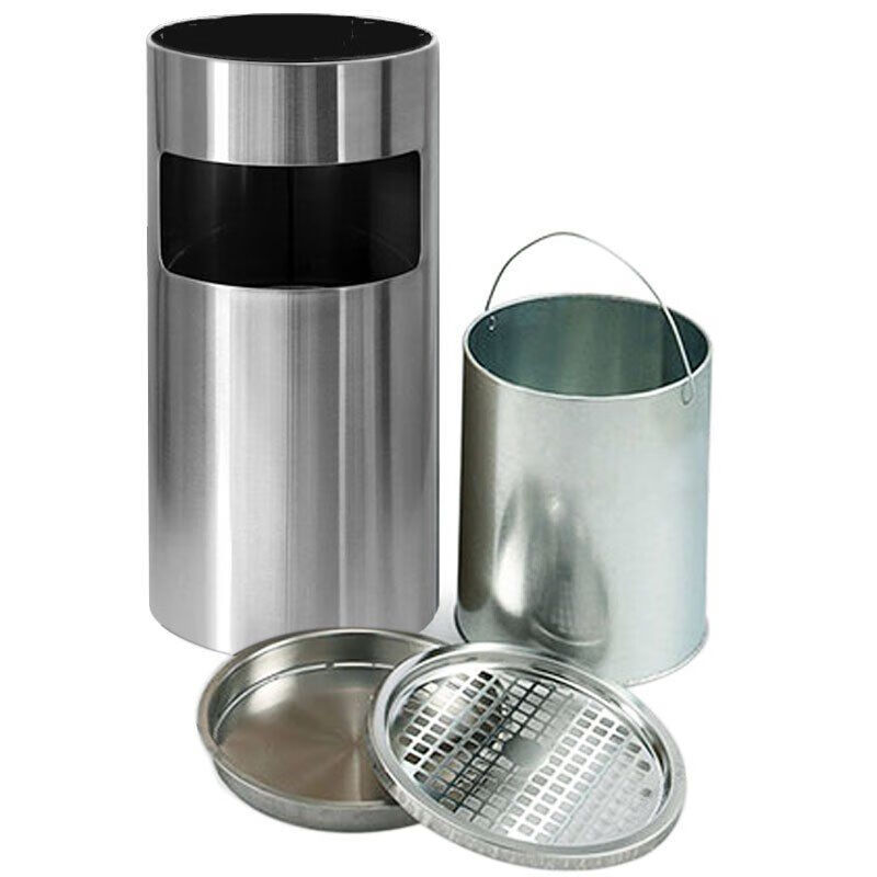 Trash can liner outdoor stainless steel iron inner barrel peel box square round galvanized sheet storage accessories square stainless steel tray + mesh cover