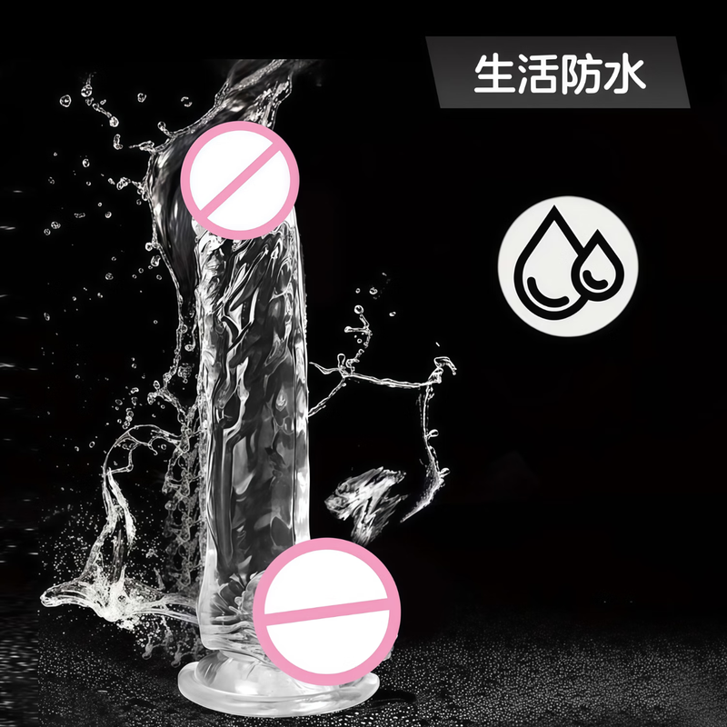 Pu Lian Transvestite Crystal Dildo Rod Anal Masturbation Device Women Can Use Anal Plug Simulated Penis Adult Extra Large Thick Soft Transparent Adsorbable Length 17cm* Width 3.5cm