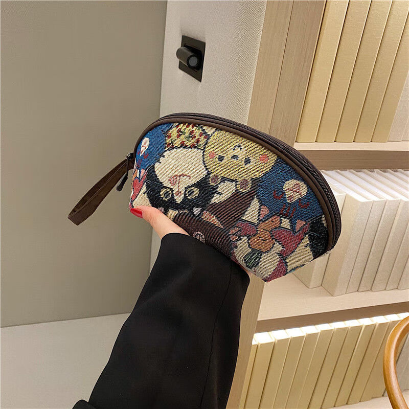 Nimense 2025 New Cosmetic Bag Large Screen Mobile Phone Bag Women's Bear Canvas Coin Purse Casual Hand-Hand Clutch Storage Bag Brown Bear