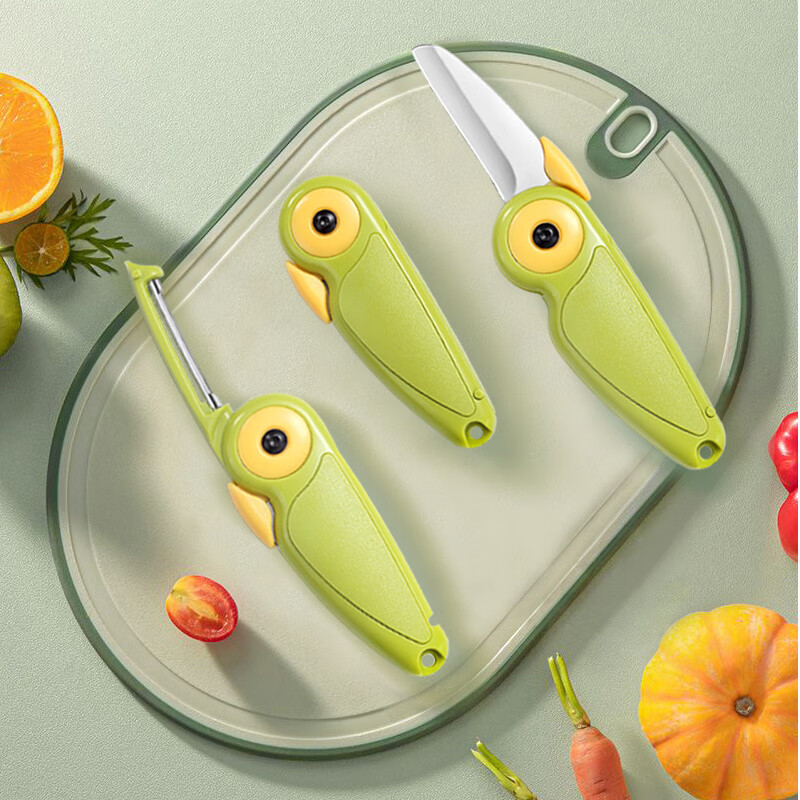 Meikejie multifunctional folding fruit knife portable mini version ultra-small dual-purpose two-in-one peeling scraper for dormitory students can pass security inspection/style Woodpecker