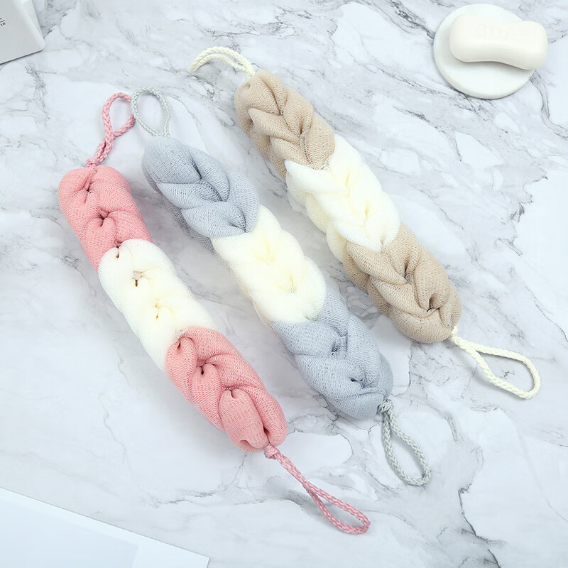 Fat Donglai's same style bath towel, bath towel, long back strip, adult back towel, bath ball, strong foam, khaki 1 pack