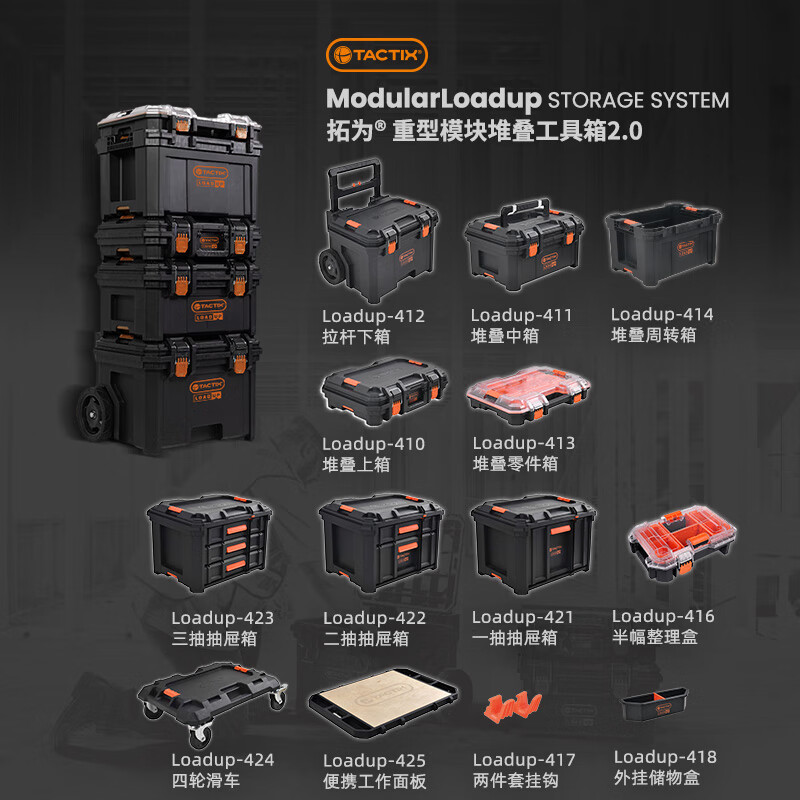 Tactix three-layer drawer tool box 2.0 heavy-duty industrial-grade storage box stacking accessories hardware organizing box 320423