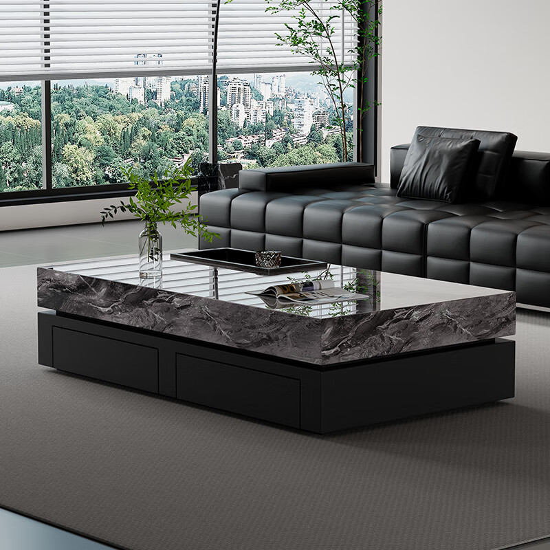 Modern minimalist slate coffee table light luxury Italian style simple small apartment living room home high-end rectangular large size coffee table Dopod green 120x60x40cm