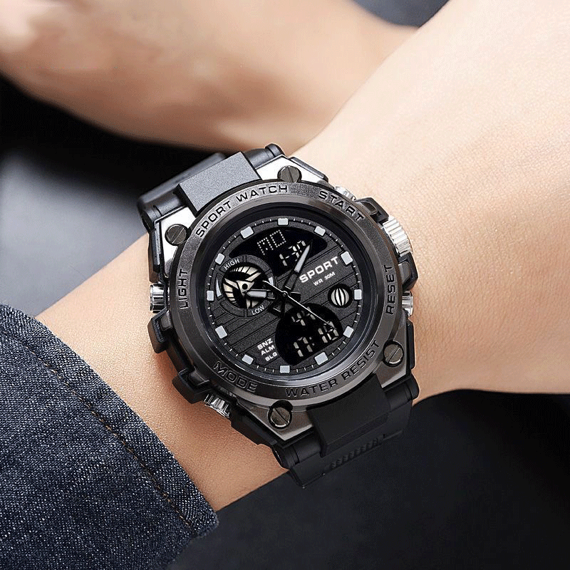 Xiaomi Buyi Transformers Youth Watch Men's Student Junior High School Multifunctional Sports Waterproof Dual Display Luminous Electronic Watch Black Samurai King Kong Tough Guy Overlord