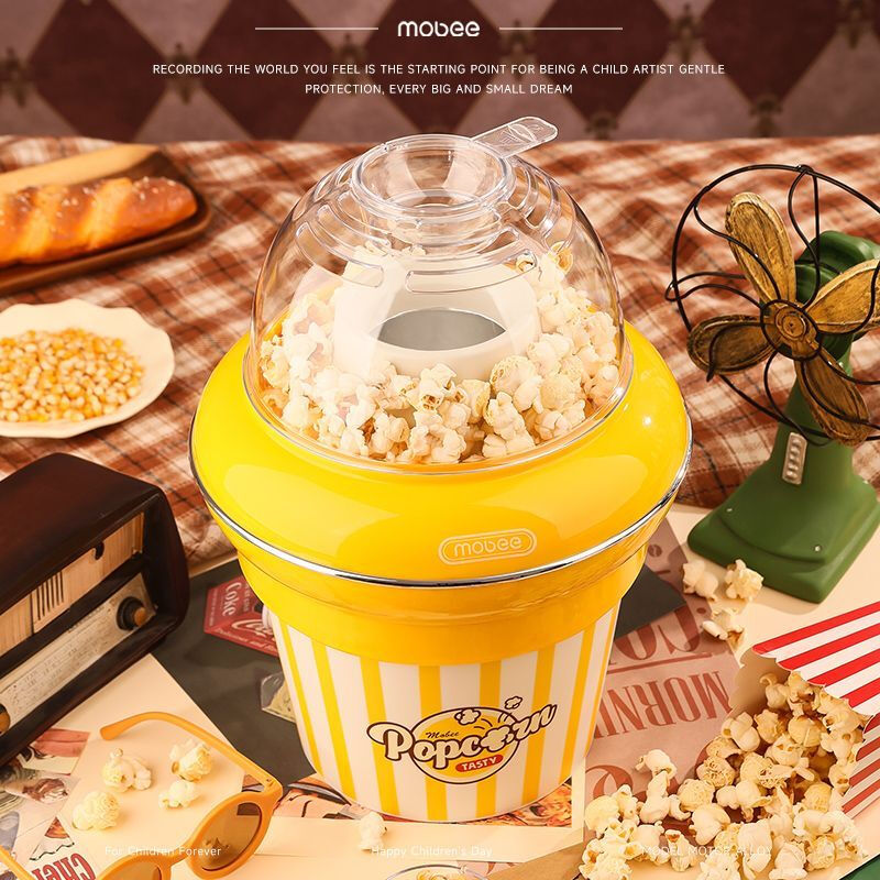 MOBEE popcorn machine fully automatic small household children's birthday gift corn popcorn machine corn popcorn machine red 8 bags of corn