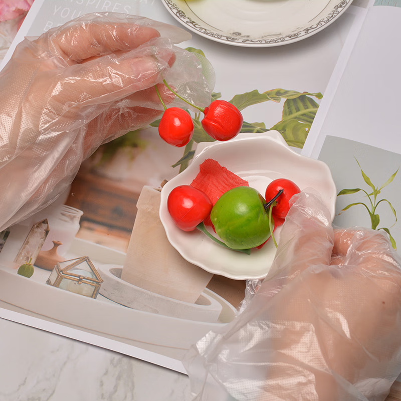 Disposable gloves food grade special PE catering baking transparent thickened resistant home kitchen eating and peeling crayfish gloves food grade disposable gloves 100 pieces